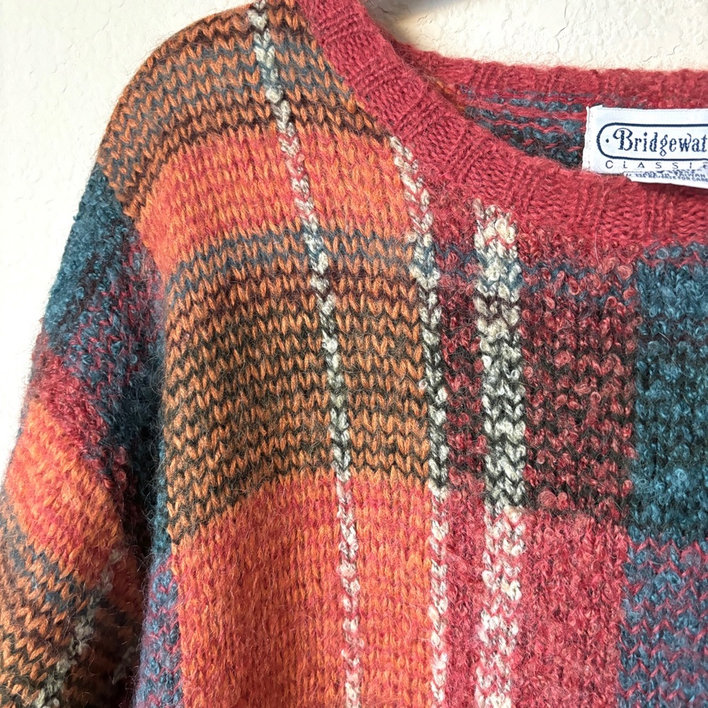 Vintage Multicolor Plaid Crew Neck Sweater - Picture 7 of 10